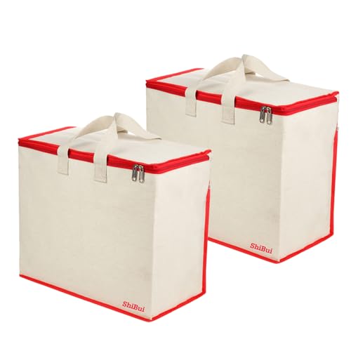 Image of SHIBUI Canvas Reinforced Cotton Handles with Multipurpose Clothes Storage Organizer & Grocery vegetable shopping and Covers Zip Bags.