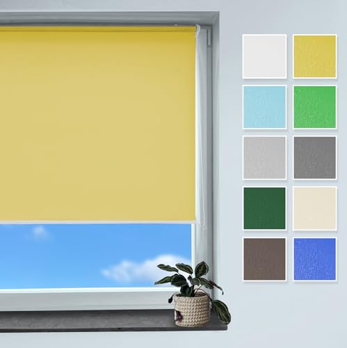 Rollmayer Classic Rollo Klemmfix ohne Bohren, Seitenzugrollo Rollo für Fenster und Tür (Classic Honig, B40cm x H150cm)