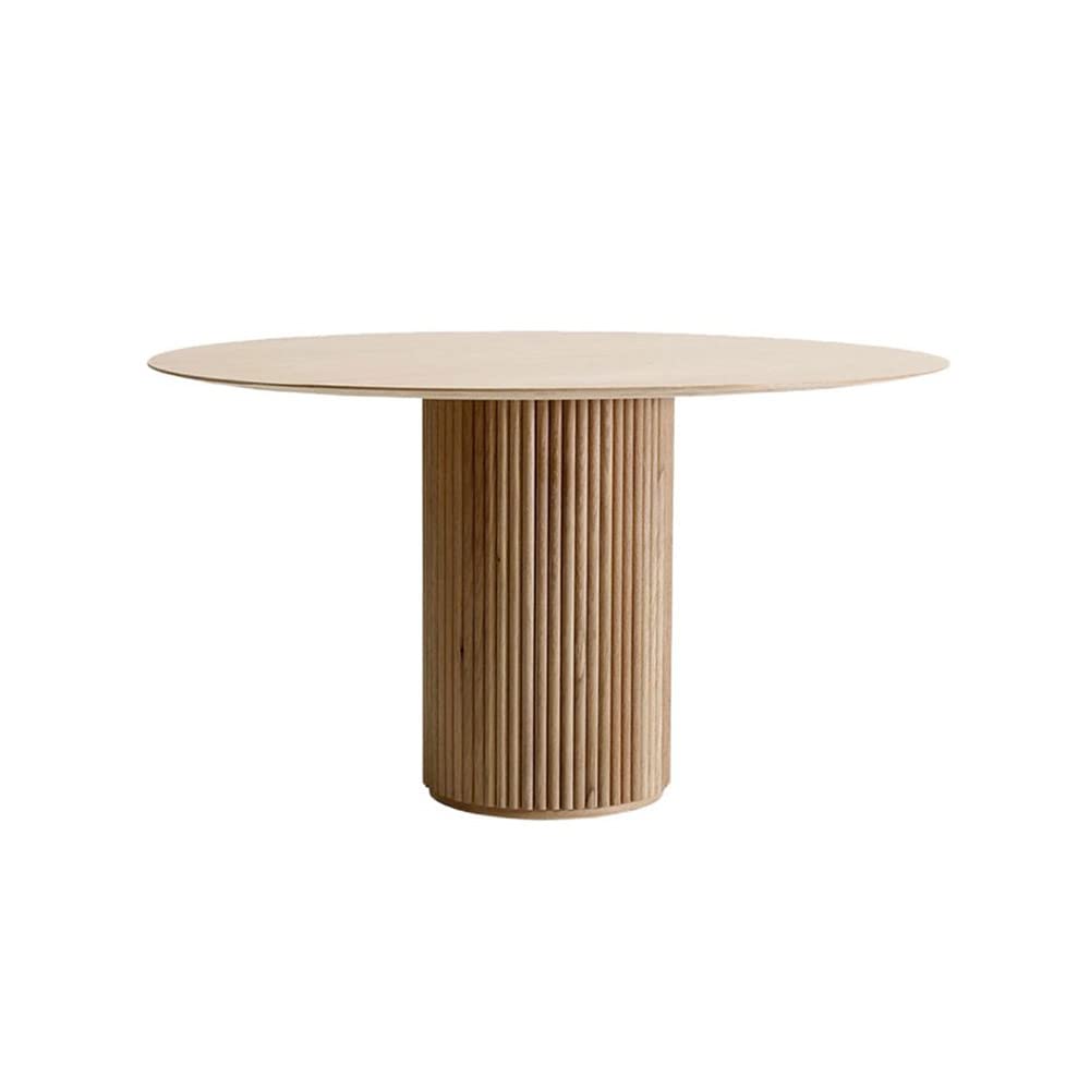 LAKIQ Modern Solid Wood Round Kitchen Dining Table Contemporary Dining Room Table with Pedestal Base Coffee Table Small Space Kitchen Table for Home Kitchen Dinner(Natural,23.6"L x 23.6"W x 29.5"H)