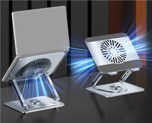 Adjustable Laptop Stand for HP Spectre x360 16 14 13 Spectre 13 Folio 13 Envy x360 14 13 15 Envy 16 15 13 13-16 inch Laptop, with 360 ° Rotating Base Removable Cooling Fan, Dual Pivot Fully Foldable