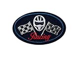 Bügelbild Aufnäher Patch Applikation zum Aufbügeln Motorrad Racing Helm Flagge 6,0 x 3,7 cm