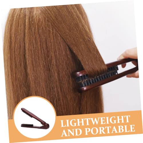 Peine alisador estático con cerdas y pinza para cabello miniatura 2