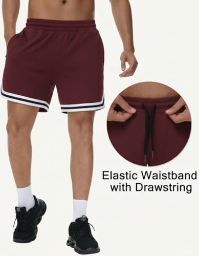 KG3 Mens Long Basketball Shorts with Zip Pockets - Athletic Gym Workout Sport Shorts Quick Dry Lightweight (in, Alpha, L, Regular, Standard, Wine) - Image 5