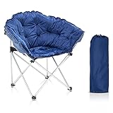 VINGLI Small Camping Chair Padded Cushion Outdoor Folding Lounge Patio Club Chair with Carry Bag,...
