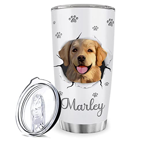 Custom Name Golden Retriever Tumbler Cup Gift For Dog Lover,