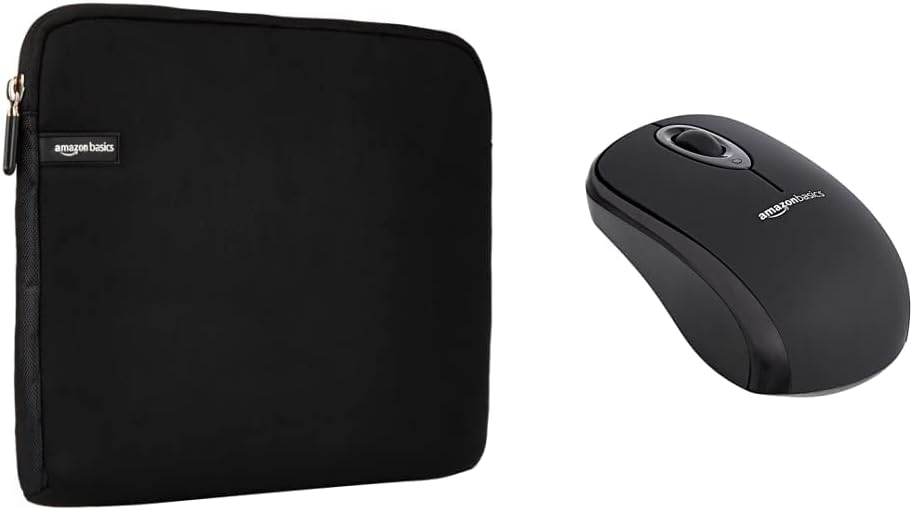 AmazonBasics 14Inch Laptop Sleeve Black & Wireless Computer Mouse with Nano Receiver Amazon