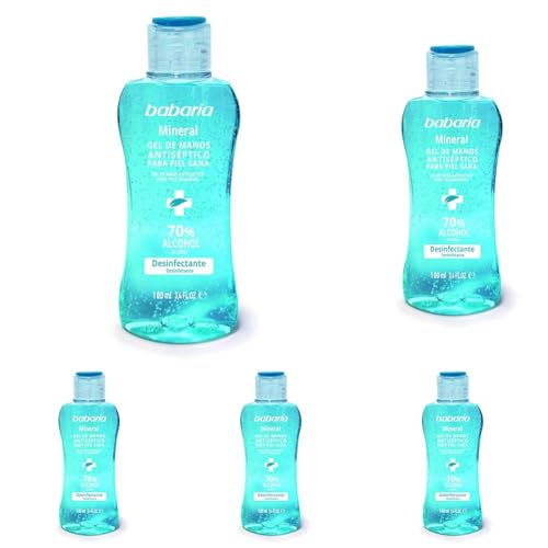 BABARIA - Gel Hidroalcoholico Manos Natural - 50ml | Bote Pequeño desinfectante manos liquido | Sin Perfume | Rapida Absorccion | Hidratente | Gel Desinfectante, Con Algodón Y Rosa Mosqueta | Vegano