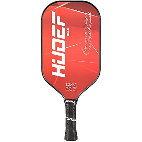 HUDEF Pickleball Paddle USAPA Approved, Lightweight Carbon Fiber Face and Polypropylene Honeycomb Core Pickleball Racket, Elongated Handle and Cushion Comfort Grip Pickle Ball Paddle Cover