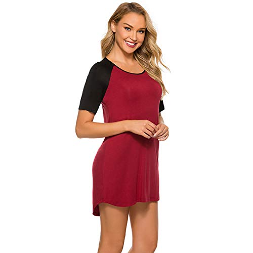 Womens Nightgowns Short Sleeve Nightshirts Printed Ladies Sleepwear Sleep Shirts Lnightshirts,Gray,Xl #TOP4