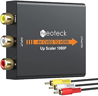 Neoteck RCA to HDMI Converter Alloy 1080P Mini RCA Composite CVBS AV to HDMI Video Audio Adapter Supporting 720P/1080P for PC Laptop Xbox PS3 TV STB VHS VCR Camera DVD Players Projector