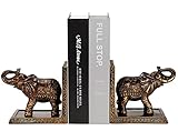 Elephant Book Ends for Shelves, Cute Bookends to Hold Books Heavy Duty, Book Ends Decorative for Des