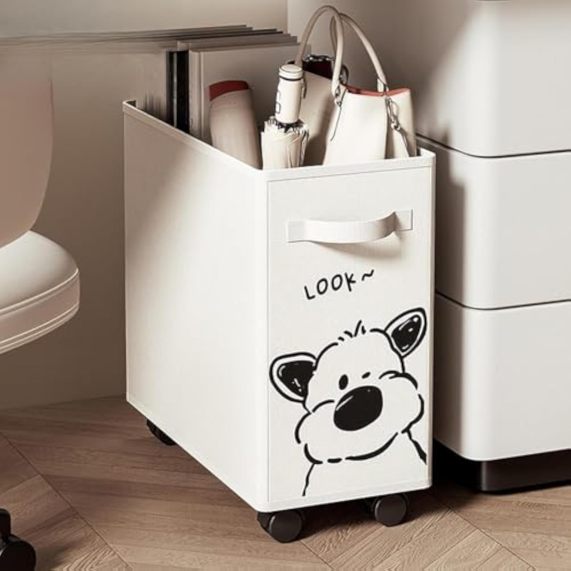 Under Desk Utility Cart Space Saving Mobile Shelf for Kitchen