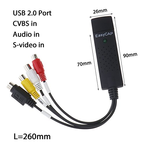 Video Grabber USB Capture Card, Convert Hi8 VHS to Digital DVD for