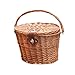 Yiju Handcrafted Bike Basket for Front Storage, Rattan with Lid for Girls, Brown