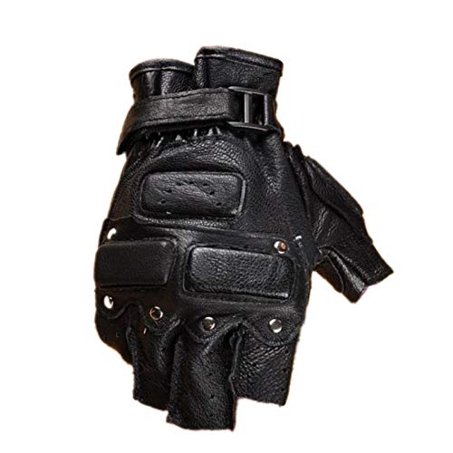 Gants d'équitation de demi-doigts en cuir d'extérieur pour hommes d'automne et d'hiver (Size : Large) Cover
