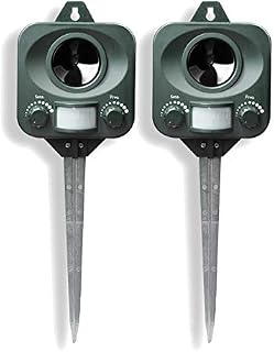 Pestbye® Battery Operated Motion Activated Waterproof Cat Repellent - Quick Fix Ultrasonic Cat Scarer with Ground Stake - Set of 2