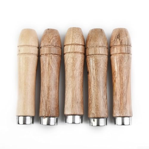 WIIYENA Set di 5 maniglie di ricambio in legno per lime metalliche, raspe per legno, cacciaviti, trapani a mano per lima artigianale, lunghezza 9 cm foro