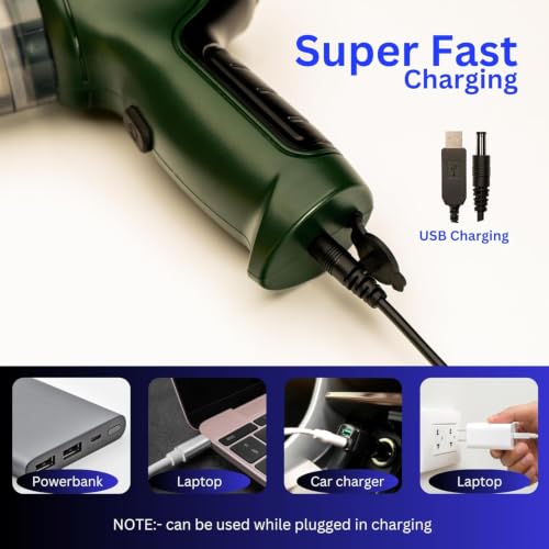 Image of DDN R XABRCO Car Vacuum Cleaner 3 in 1 with 4 Attachments & Blower | Cordless Vacuum Cleaner for Car Home /Office /Keyboard /Travel /Sofa /Office (Green)