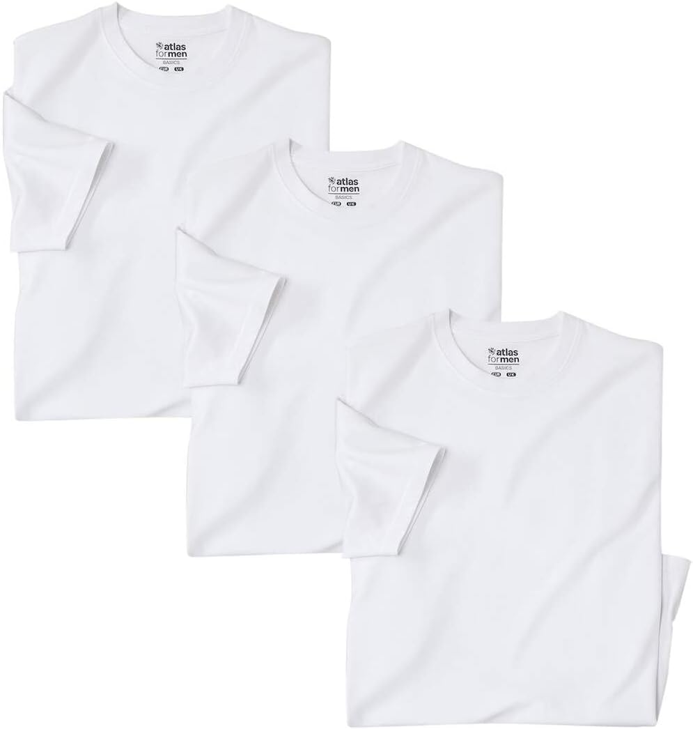 ATLAS FOR MEN – Lot de 3 T-Shirts Homme en Coton – Manches Courtes – Disponible en Grandes Tailles du M au 5XL