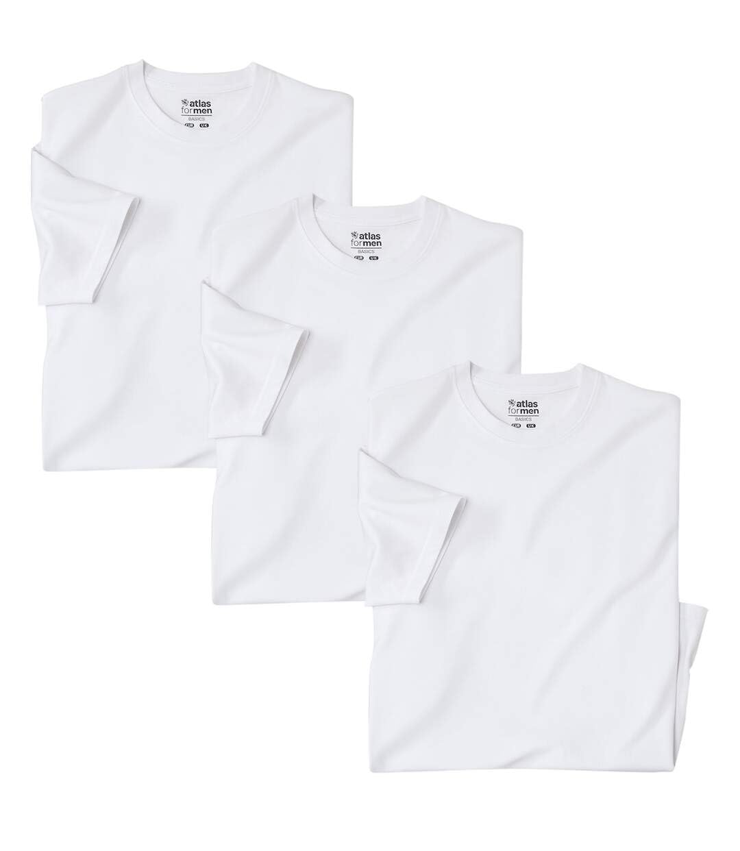 ATLAS FOR MEN - Pack of 3 Men's Plain T-Shirts - L White