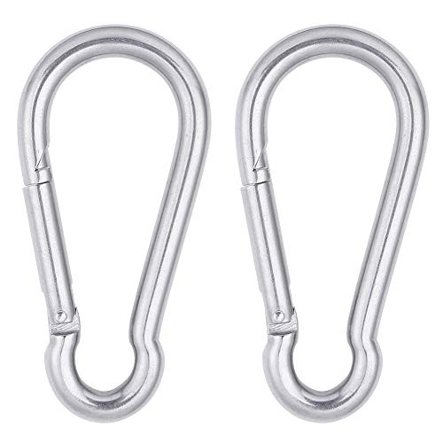 AOWISH 2 PCS Stainless Steel Spring Snap Hook Carabiner M10, 304 Stainless Steel Heavy Duty Clips, Large Quick Link Lock Ring Big Spring Buckles (3/8-Inch Diameter, 4-Inch Length, 650 Lbs)