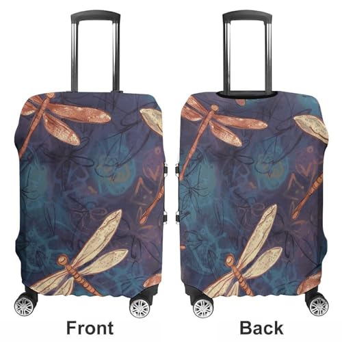Hand Painted Dragonfly Printed Luggage Cover Protector, Fits 18-32 Inch Luggage3