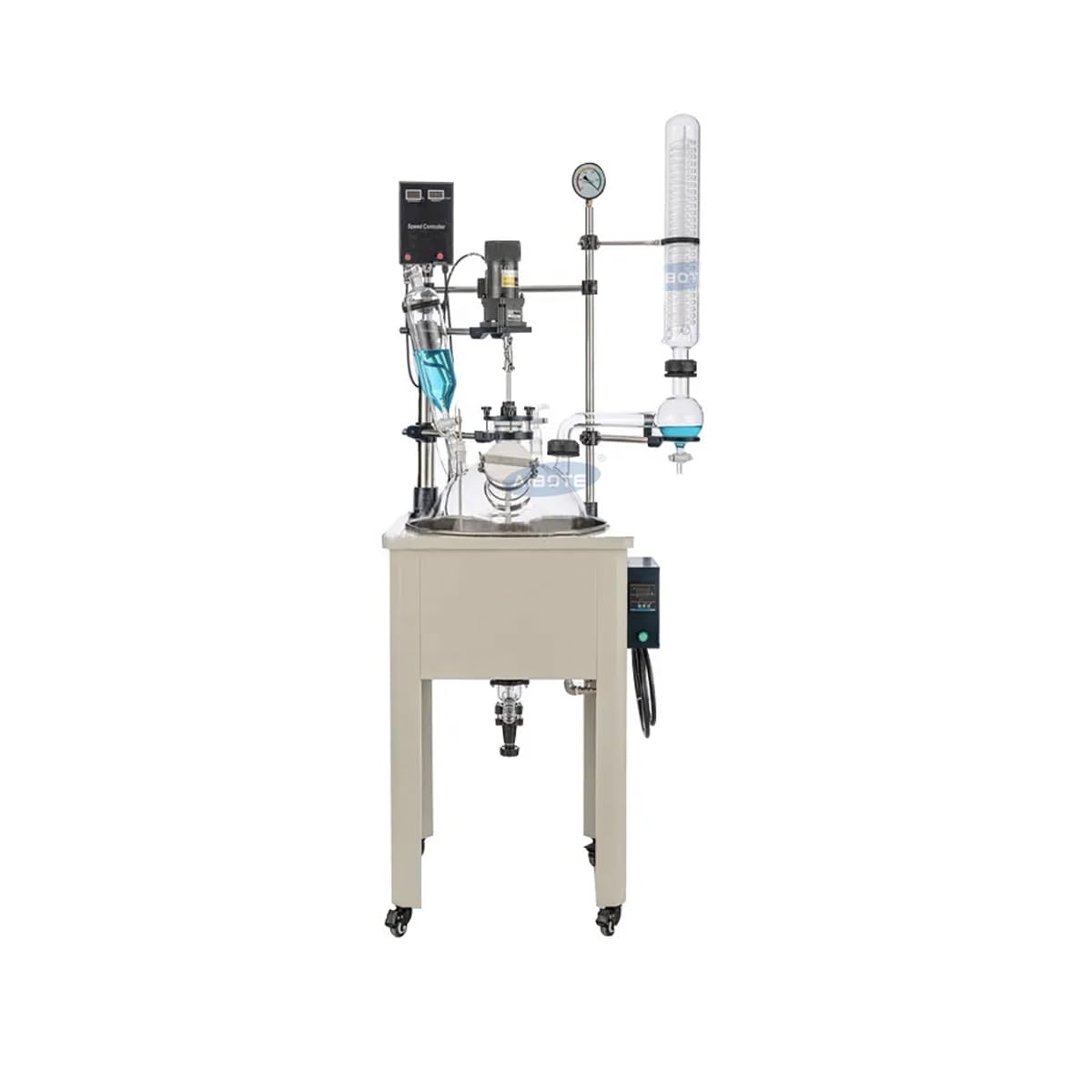 50L Heating Glass Reactor, 304 Stainless Steel, 3KW Heating Power, Constant Speed Stirring, Precision Temperature Control, Vacuum & Cooling Compatible for Laboratory Chemical Reactions