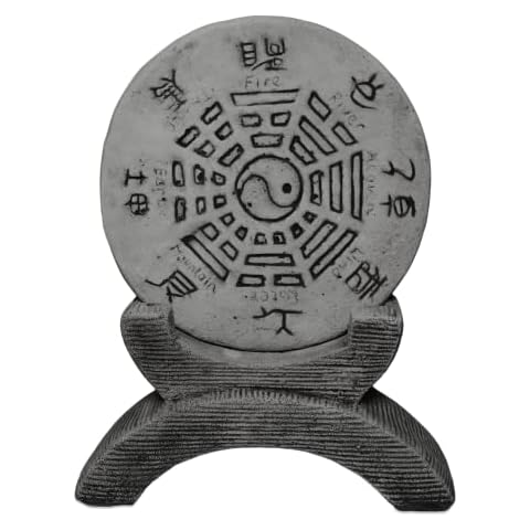 gartendekoparadies.de Chinesisches Gartenhoroskop Schriftzeichen Yin Yang, Höhe 47 cm, Stellfläche 37 x 11 cm, 2-teilig, Farbe Dunkel-Grau, Gewicht 13 kg, Steinguss frostsicher Cover
