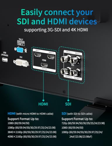 Image of P173 PRO 17.3 inch 1000nit Broadcast Director Production Monitor with 3G-SDI HDMI Input Output, HDMI Support 4K 60, LUT Waveform HDR, Built-in Speaker, for Commercial, Filmmaking, Live Streaming