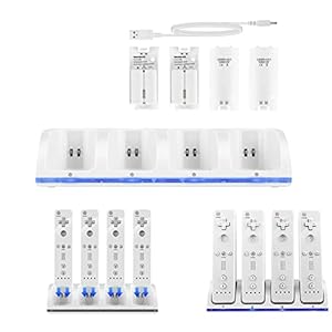 Damohony Wii Controller Ladestation mit 4 Akkus