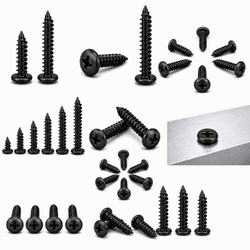 Image of By inchVP INDUSTRIES inch (Pcs-50) No.8x16 mm Truss Philips Chipboard Self-Tapping Screw - Black Zinc Coated Carbon Steel, Ideal for Wood, Plywood, Particle Boards, Cabinets, Furniture & DIY Fixings