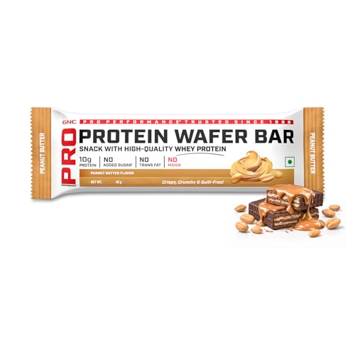 Image of GNC Pro Performance 100% Protein Wafer Bar l 10g Pure Whey Protein Snack l Peanut Butter l 0 Trans Fat l 0 Added Sugar l No Palm Oil l 40g