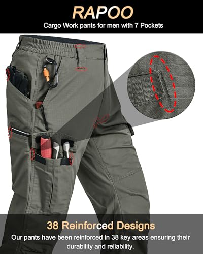 Image of Rapoo Mens Cargo Pants Ripstop Water Resistant Breathable Tactical Hiking Pants with 7 Pockets