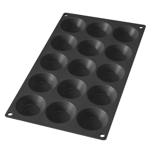 Lékué Moule pâtisserie Tartalettes 15 cavités, silicone platine noir