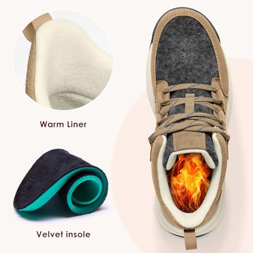 Women's Winter Warm Snow Boots for Women Comfortable Water-Resistant Womens Ankle Boots Fashion Booties(camel,8.0)2