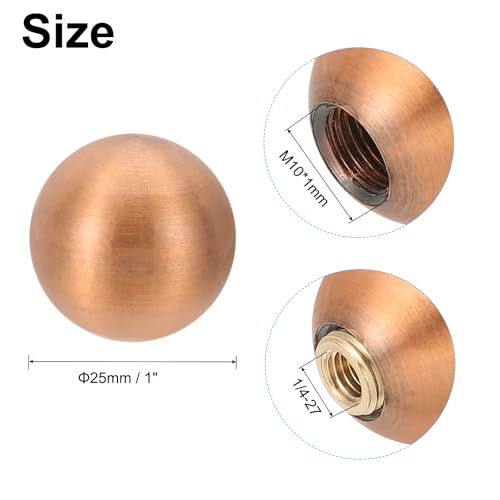Image of PATIKIL 25mm Ball Lamp Finials Caps Knob, 2 Set Lamp Shade Decoration, Red Bronze