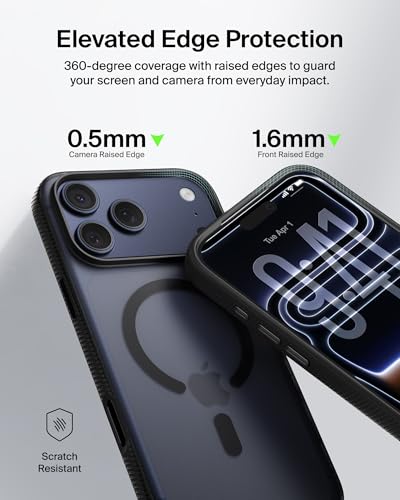 Image of Belkin for iPhone 17 Pro Max Case, Grip, MagSafe Compatible w /Anti-Scratch & Anti-Yellowing Coating, Touch Sensitive Camera Control - Military Grade, Anti-Slip, Magnetic, Shockproof, Protective | Black