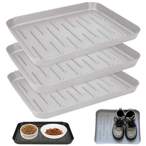 YSKSTORE 靴トレイ 3枚セット 防水 滑り止め 室内 屋外 玄関用 泥落とし トレー 多用途 プラスチック (グレー)（Amazon）