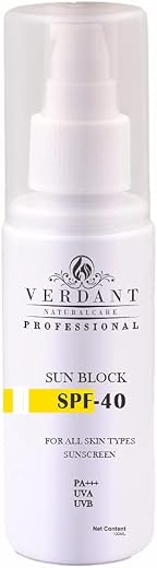 Verdant Natural Care Sunblock Sunscreen SPF 40 PA+++ | No White Cast | For Dry, Oily &amp; Normal Skin Types | Lotion Based Su...