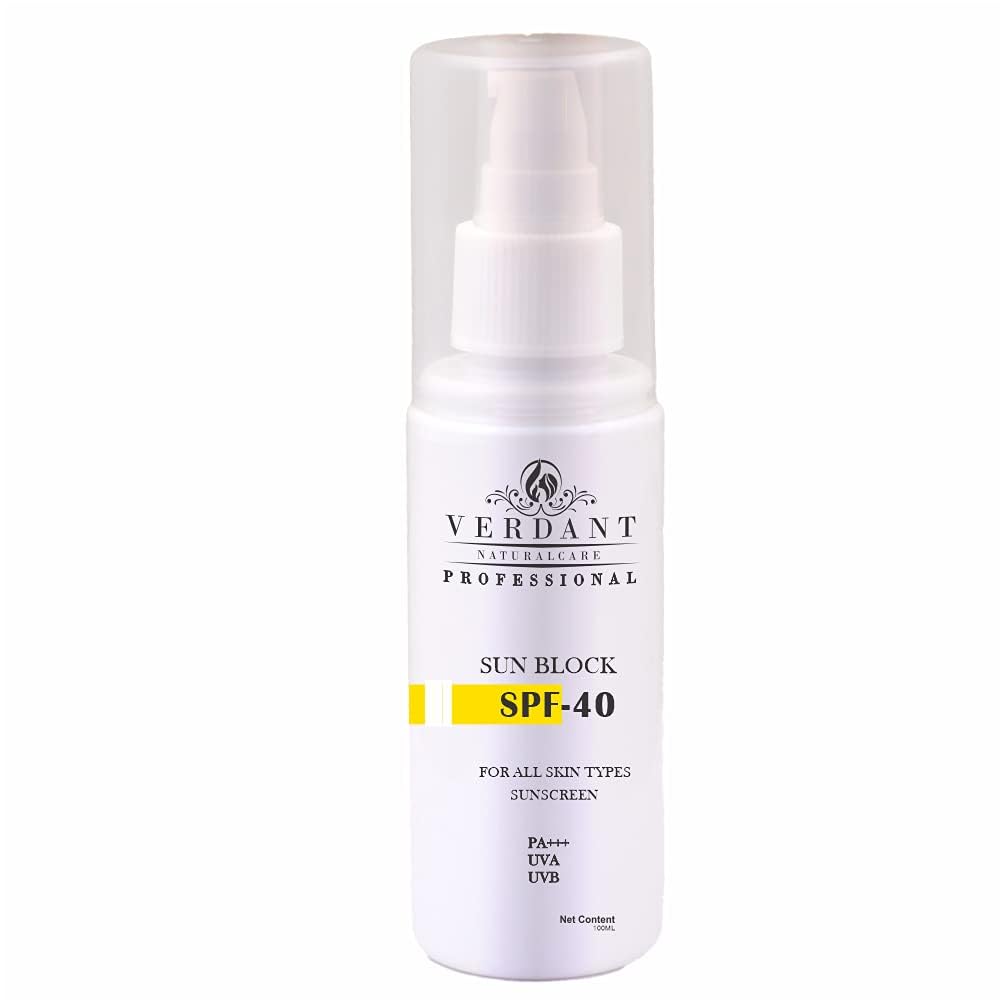 Verdant Natural Care Sunblock Sunscreen SPF 40 PA+++ | No White Cast | For Dry, Oily & Normal Skin Types | Lotion Based Su...