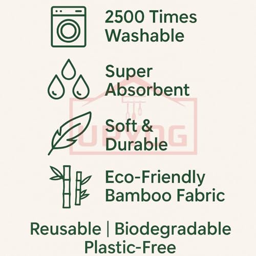 Image of UPYOG Reusable Kitchen Towel Roll 25 Washable Bamboo Fiber Sheets 2500 Times Reusable, Soft & Super Absorbent Eco-Friendly Alternative to Paper Towels Multipurpose Cleaning Cloth for Home & Kitchen