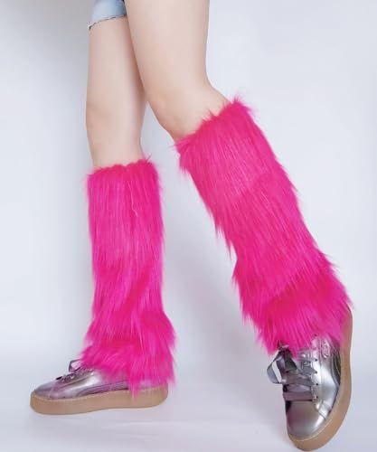 YELAIVP Faux Fur Leg Warmer Warm Fuzzy Boot Covers Winter Fur Boot Covers for Women Christmas, Halloween Party Accessory2