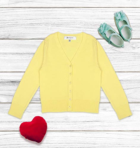 YEMAK Girl’s Knit Cardigan Sweater – Long Sleeve V-Neck Basic Kids Casual Button Down Soft Lightweight Knitted Cute Top3