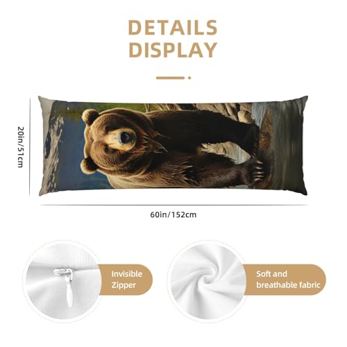 Housse de coussin de corps ours marron idée cadeau de maison idéale - 3