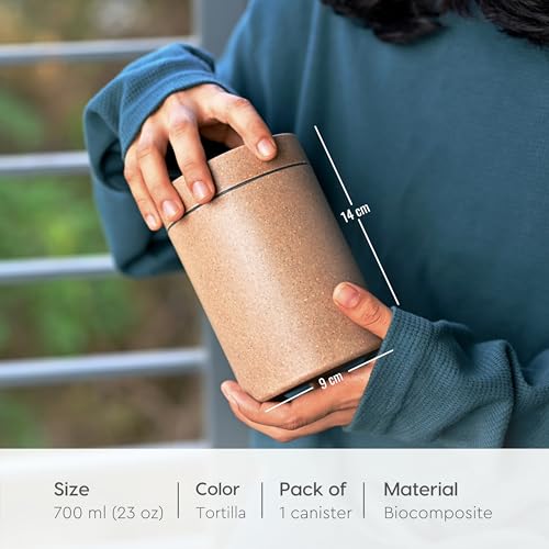 Image of Eha Earth Friendly Canister With Air Tight Lid | Food Storage Container Jars | Microwave Safe | Made With Rice Husk And Bamboo Fibers | 700Ml | 1 Piece | Tortilla,Multicolor