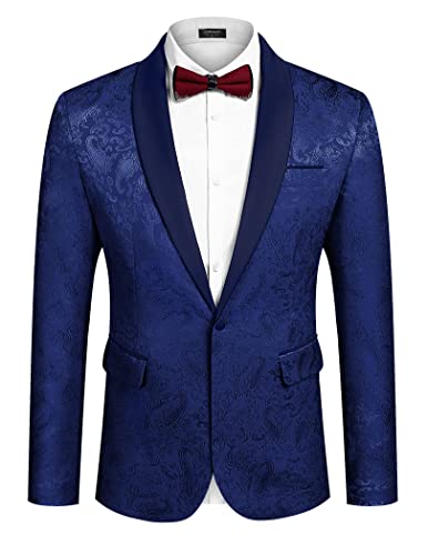COOFANDY Men's Floral Tuxedo Jacket Paisley Shawl Lapel Stylish Suit Blazer Jacket for Wedding, Dinner, Party, Prom