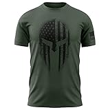 USA American Spartan Patriotic Shirts for Men T-Shirt (Military Green, L)