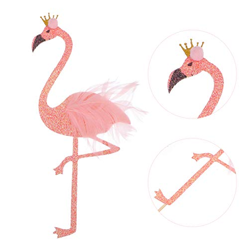NUOBESTY 8Pcs Decoração de Coco Do Bolo de Aniversário Dos Desenhos Animados Glitter Flamingo Forma