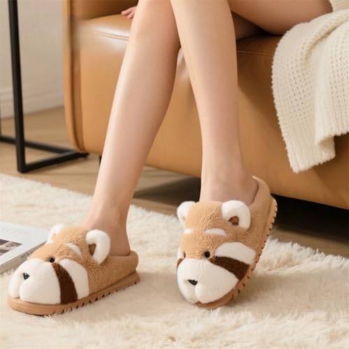 Animal Slippers For Women Cute Dog Fluffy House Cartoon Warm Bear Shoes Indoor Non-Slip Sole4