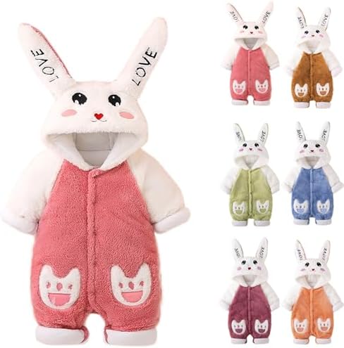 Newborn Baby Snowsuit Bear Onesie Romper Fall Fleece Rompers Jumpsuits Infant Cute Bear Ear Zipper Hoodie Winter Coat